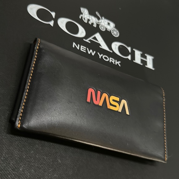 Limited Edition Coach x Nasa Wallet Black Leather Card Phone Case bifold Card - Picture 3 of 8